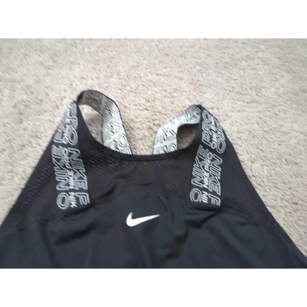 Nike Pro Tank Top Womens S Black Racerback Logo Dri-Fit Athletic Gym Training‎